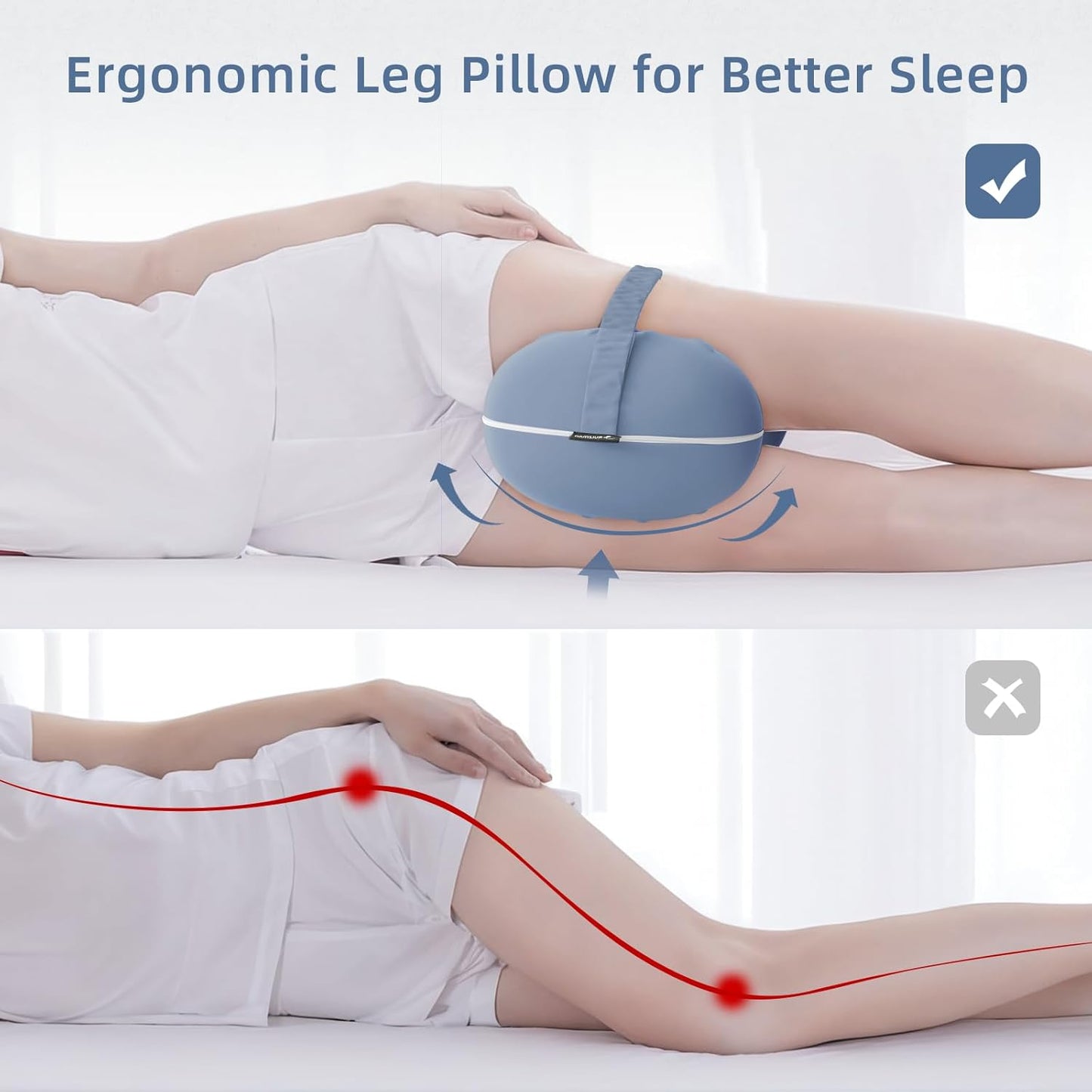 Cooling Memory Foam Knee Pillow — Hip, Spine & Sciatica Alignment Support (Blue)