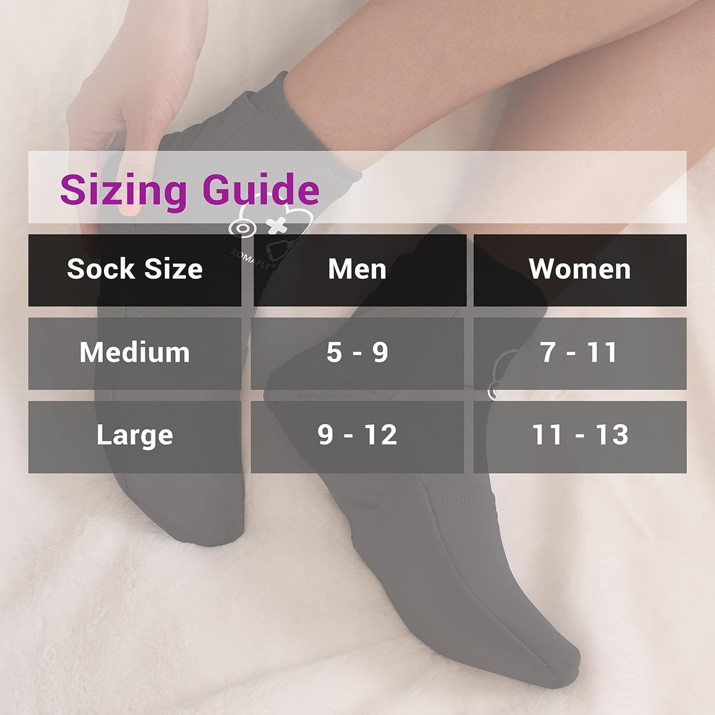 Cooling Therapy Socks — Gel Ice Pack Foot Wrap for Hot Feet, Swelling & Plantar Fasciitis (Black)
