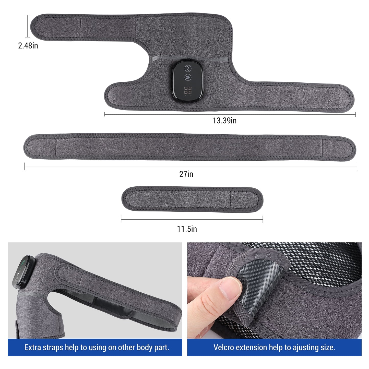 Cordless Knee Massager with Heated Vibration ,Heated Shoulder Knee Brace Wrap for Relax, Eletric Knee Heating Pad for Men Women,Heating Pad for Shoulder Knee 3 Adjustable Vibrations and Heating Modes