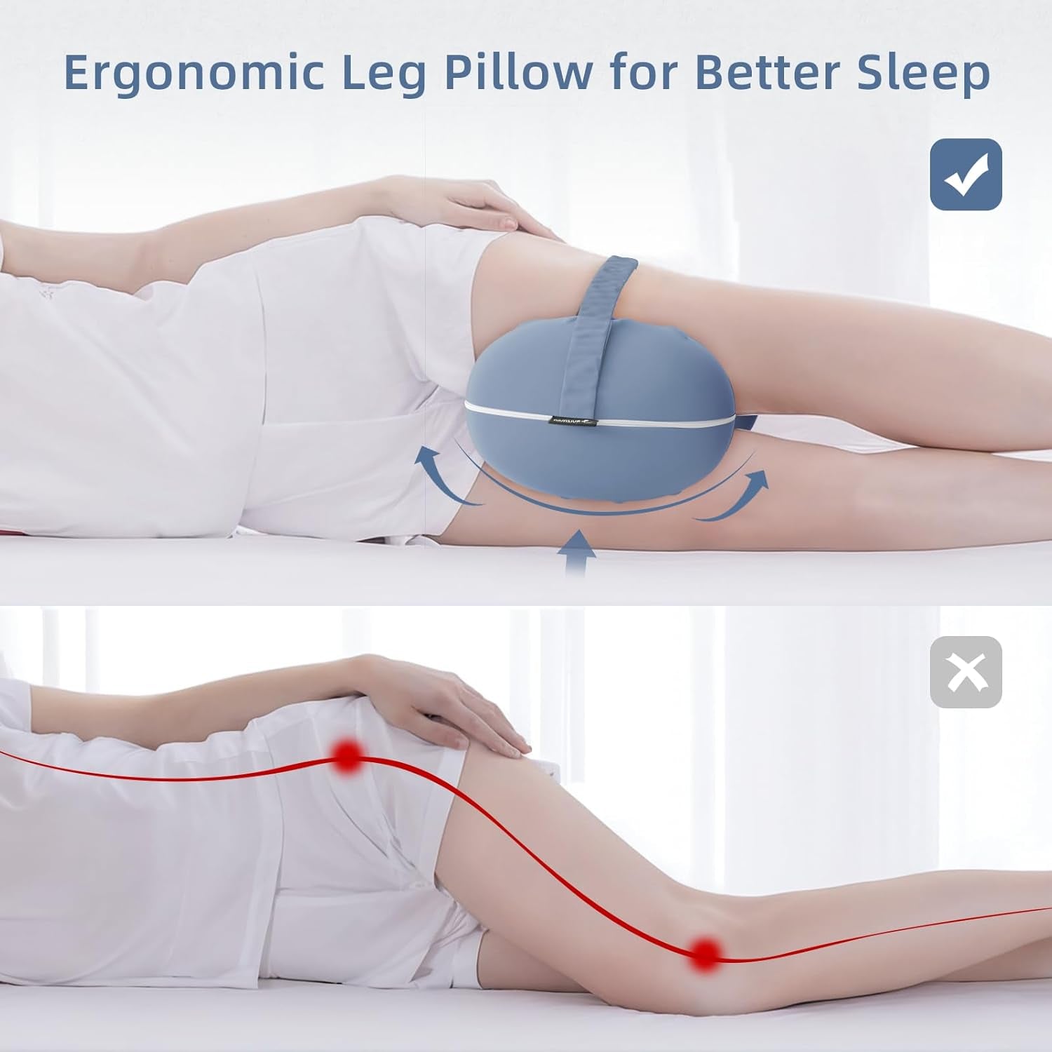 Cooling Memory Foam Knee Pillow — Hip, Spine & Sciatica Alignment Support (Blue)