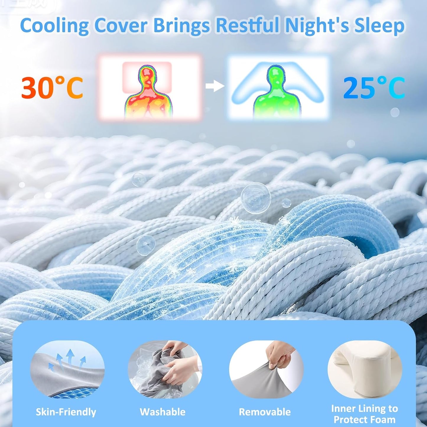 Side Sleeper Shoulder Relief Pillow — Memory Foam Arm‑Hole Design for Neck & Back Support (Blue)