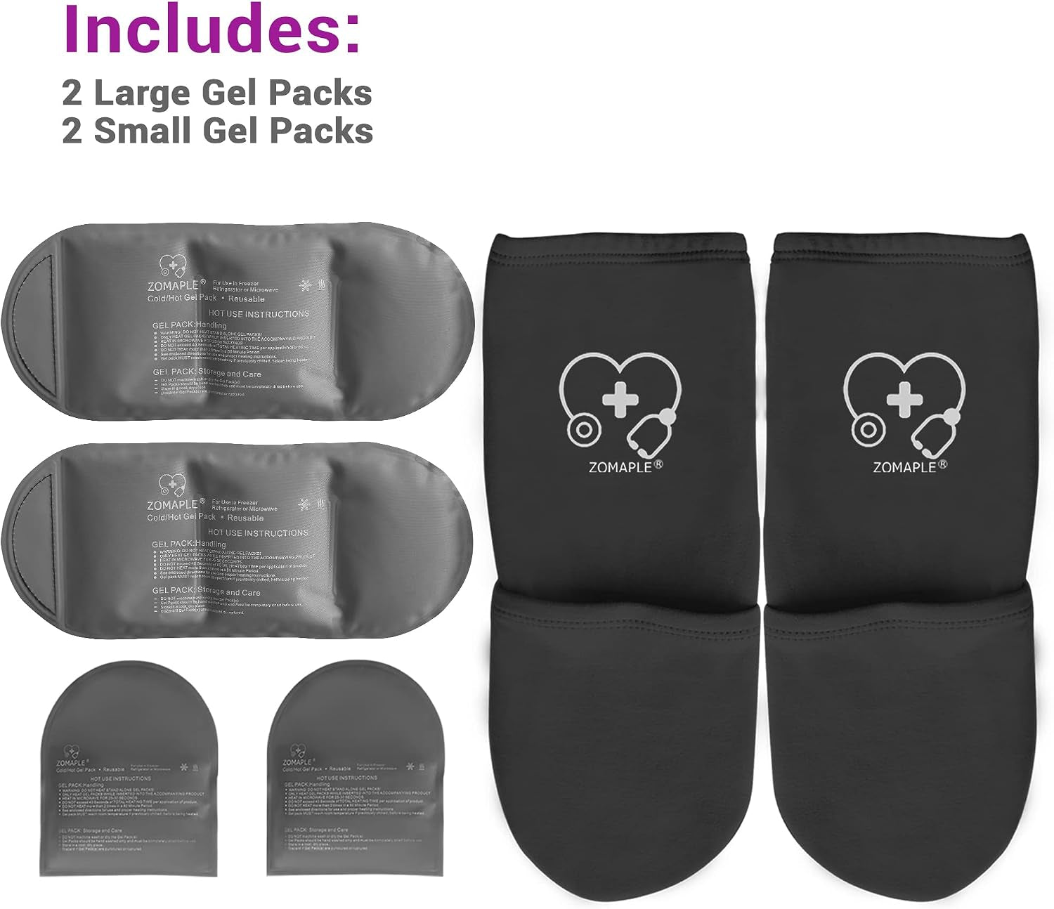 Cooling Therapy Socks — Gel Ice Pack Foot Wrap for Hot Feet, Swelling & Plantar Fasciitis (Black)