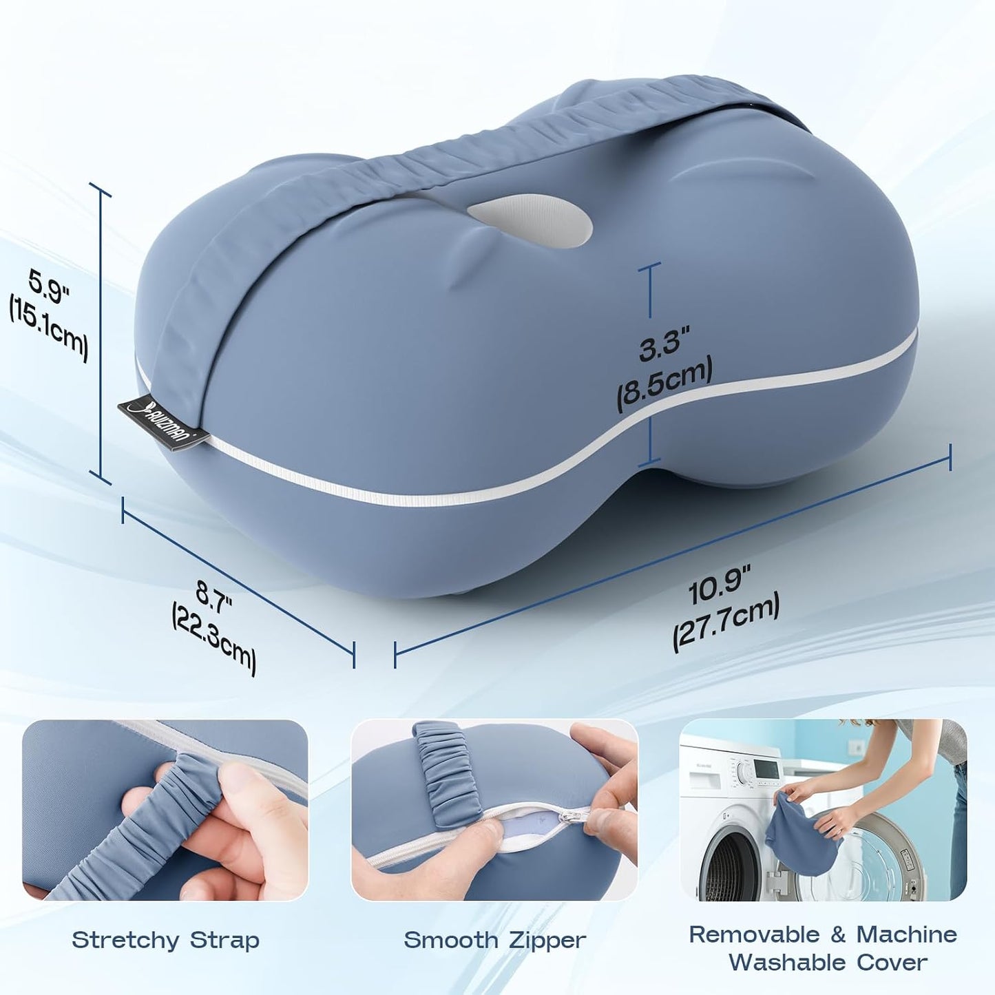 Cooling Memory Foam Knee Pillow — Hip, Spine & Sciatica Alignment Support (Blue)