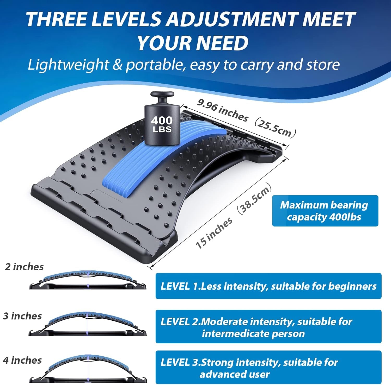 MINOLL Adjustable Lumbar Back Stretcher — Lower Back Pain Relief & Spine Decompression
