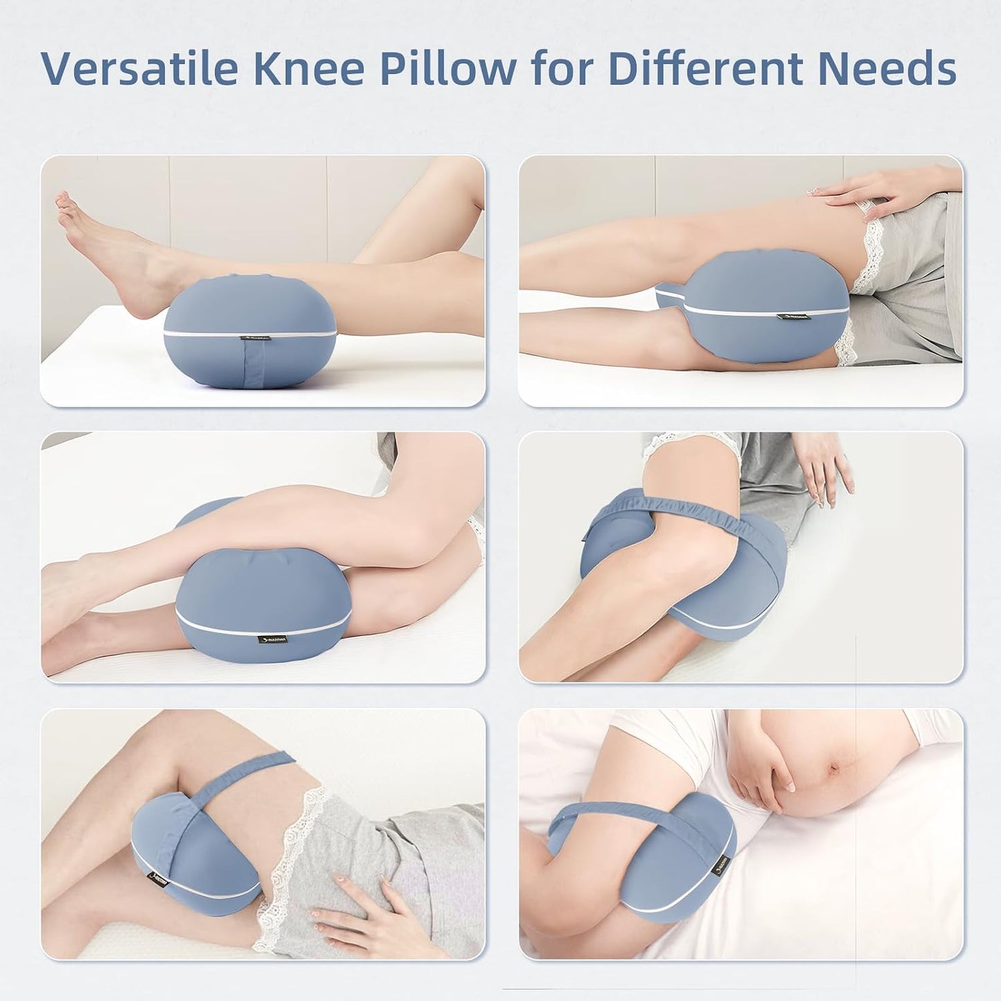 Cooling Memory Foam Knee Pillow — Hip, Spine & Sciatica Alignment Support (Blue)